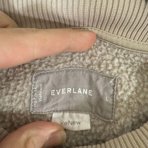 Everlane Sweater Women's Large Beige Fleece Long Sleeve Crew Neck Pullover - Picture 5 of 9
